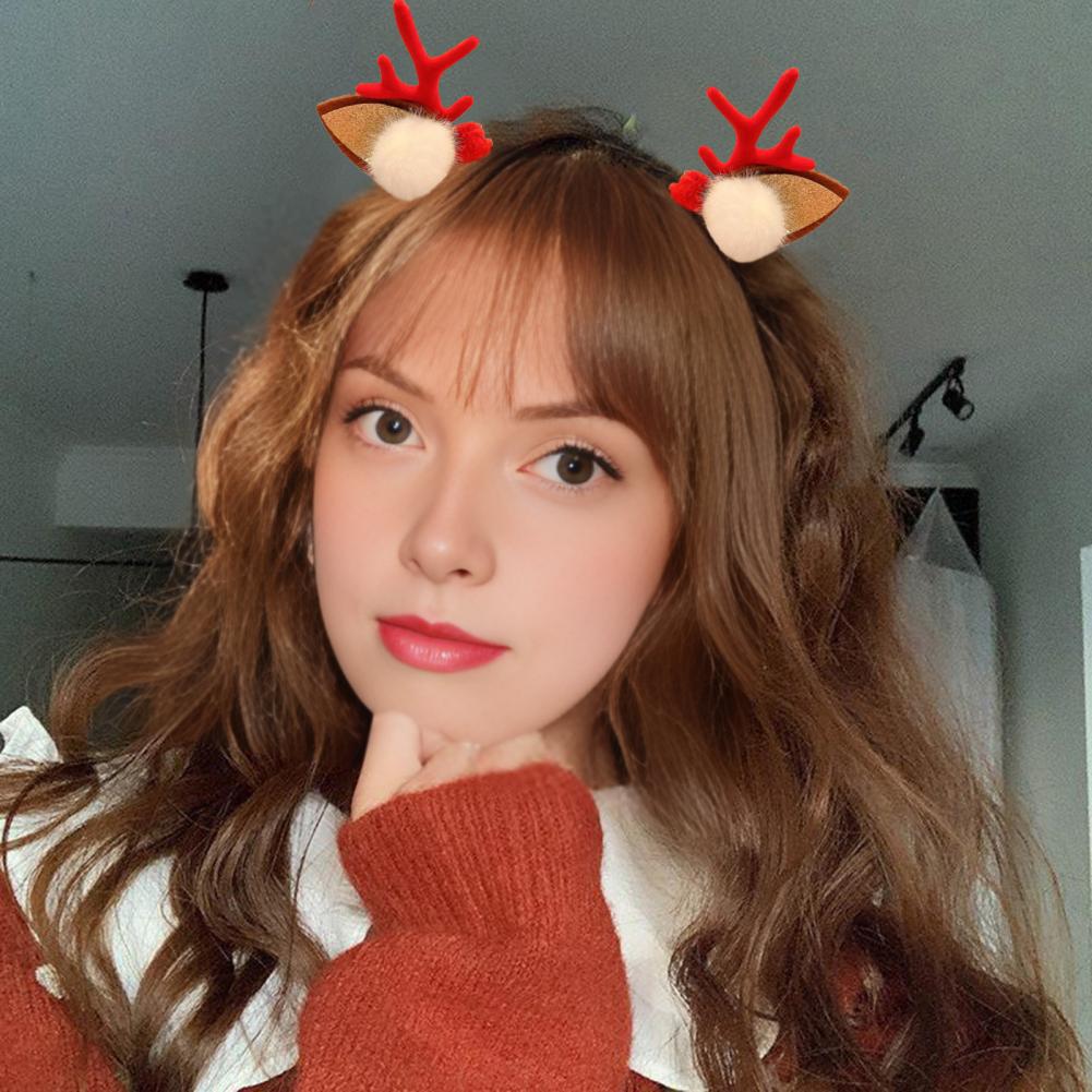 Reindeer Antlers Headband - Jepit Rambut Tanduk Rusa dengan Pom