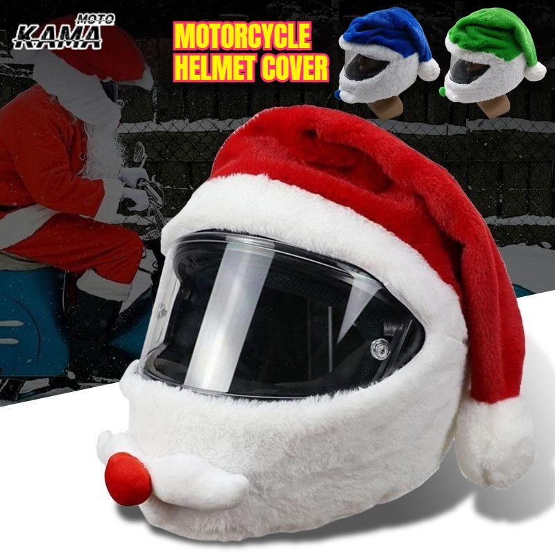Santa Hat Plush - Penutup Helm Santa Claus, Topi Natal